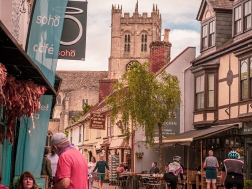 Shopping in Christchurch High Street, Dorset