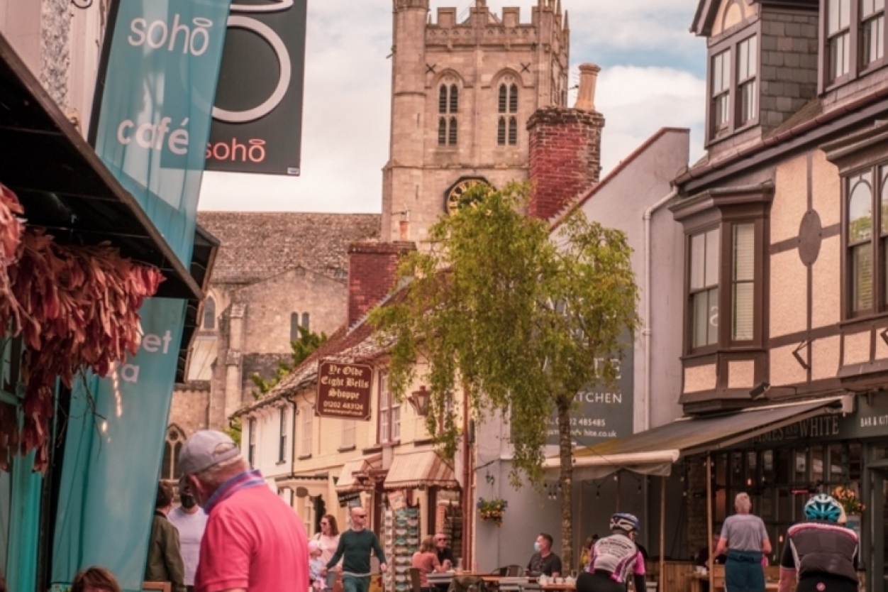 Shopping in Christchurch High Street, Dorset